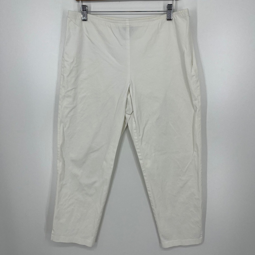 Eileen Fisher Womens White Side Zip Cropped Tapered Leg Pants Size M 0020085